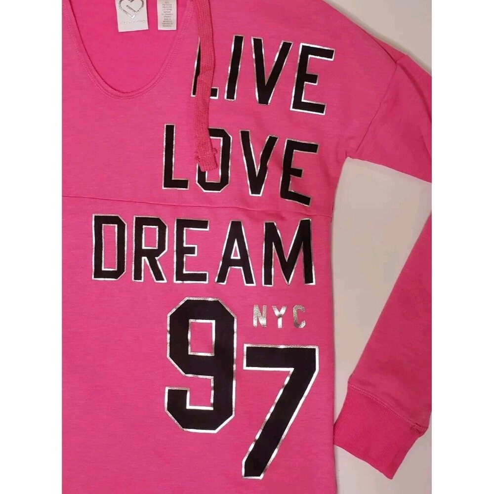 Aeropostale Live Love Dream Sweatshirt Womens Size XS Pink Hoodie Athleisure Y2K - Picture 12 of 14